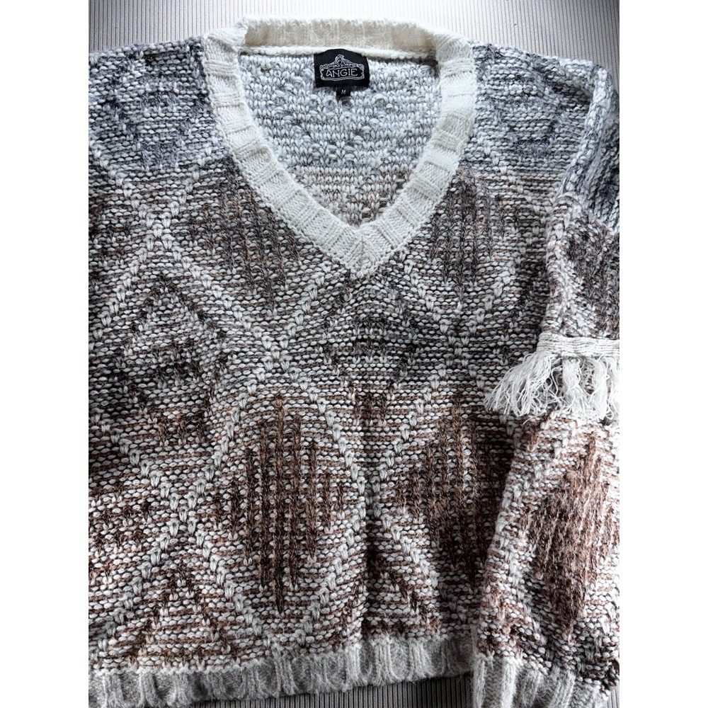 Angie Ombré Fringe Sweater‎ Women's Long Sleeves M Tribal  Southwest Chunky NWT - Picture 9 of 13